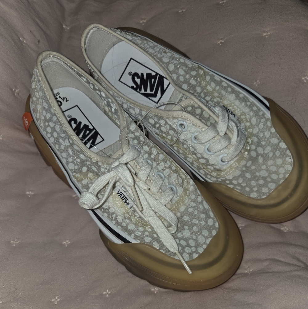 Vans Women's Polka Dot Cream and Brown Sneakers
